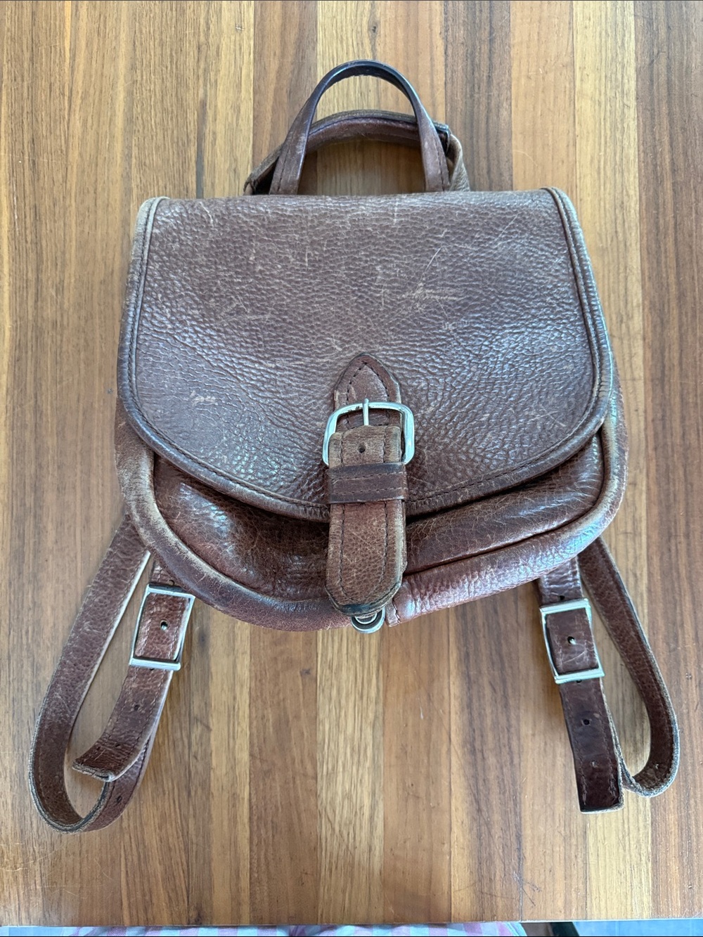 Stickman Molly Penny Backpack In Brown Bison Leather
